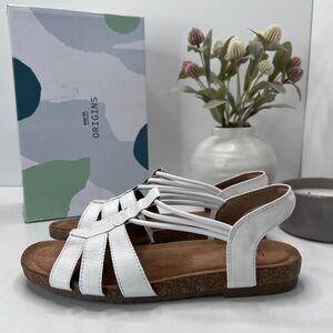 Earth Origins Laney Leather Sling-Back Sandals White 7260024 Women's 8.5 NWB